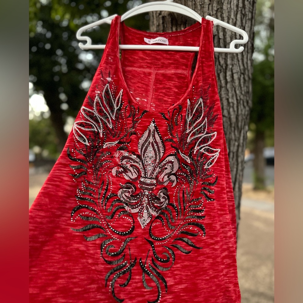 Maurices Mcbling Red Embellished Tank Top